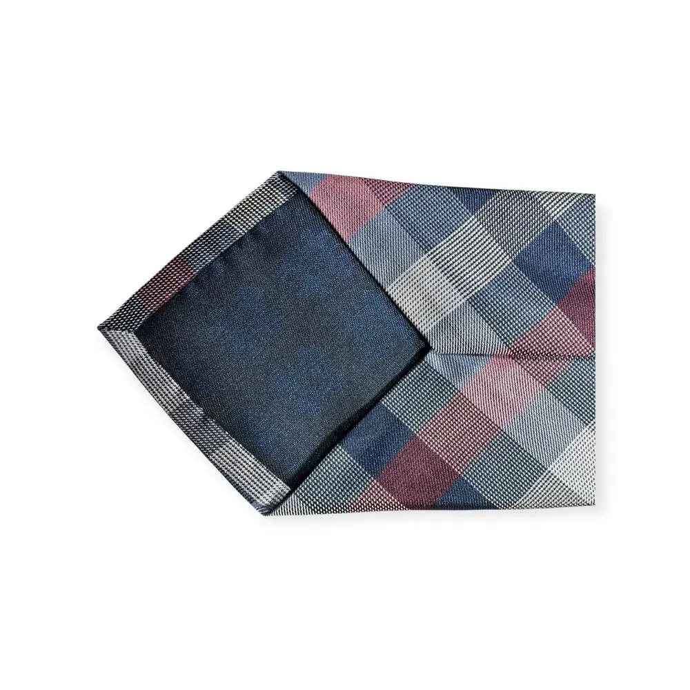 RYAN SEACREST Vintage 100% Silk Necktie Designer Purple‎ Plaid W2.75 L58 411